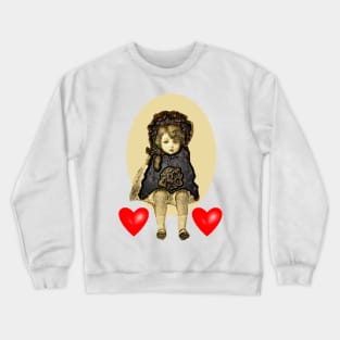 Mourning doll with sad hearts Crewneck Sweatshirt